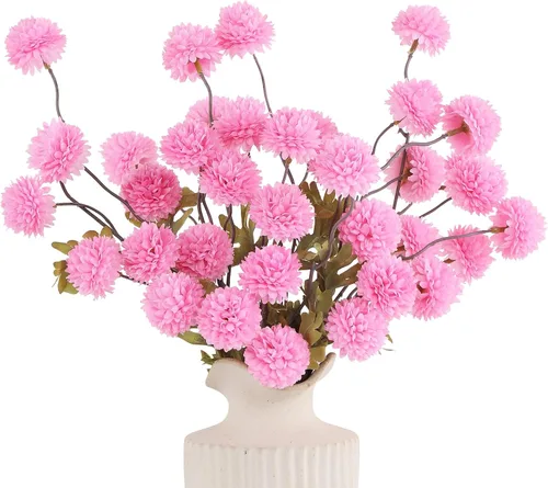 Miniatura 10 de DuHouse 6 piezas de flores artificiales de seda falsa pompón, mini rosa falsa pequeña con tallos para ramos de bodas, centros de mesa, jarrones, Café