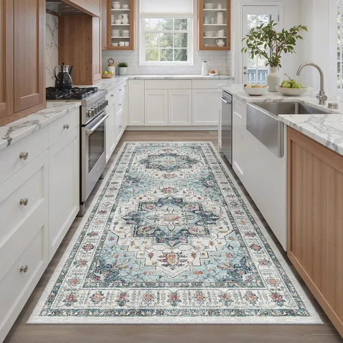 Miniatura 626 de Madane Tapete lavable de 2 x 10 pies para pasillo, cocina, recibidor, clásico, suave, antideslizante para interiores, casa de campo, baño, sala