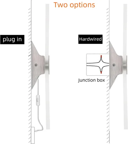 Miniatura 6 de KICAAO Apliques de pared, moderno aplique de pared enchufable, 10 W, 6000 K, luces de pared acrílicas blancas frías con cable de enchufe