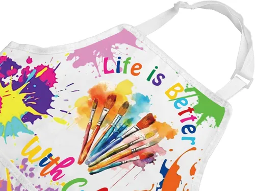 Miniatura 4 de VAMSII Delantal de artista Life Is Better con regalo de color para pintor, regalo para amantes del arte