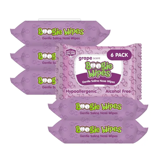 Miniatura 11 de Toallitas salinas para la nariz Boogie, para bebés y niños, cara, manos y cuerpo, hechas con vitamina E, aloe y solución salina natural, aroma a