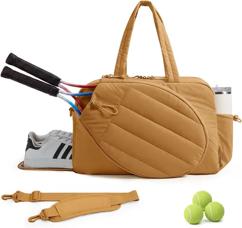 Miniatura 7 de BAGSMART - Bolsa de tenis y gimnasio para mujeres, con compartimento para 2 raquetas, compartimento para zapatos y bolsillo para cosas húmedas