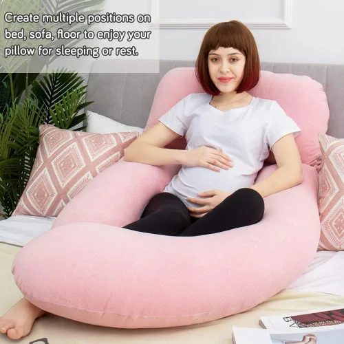 Miniatura 4 de Almohada de cuerpo completo de 60 pulgadas, almohada de lactancia, maternidad y embarazo, almohadas extragrandes en forma de U con lado desmontable