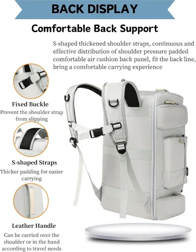 Miniatura 4 de Bolsas de viaje grandes para hombres y mujeres, bolsa de gimnasio deportiva de 50 litros con bolsillo húmedo, bolsa de viaje impermeable, mochila