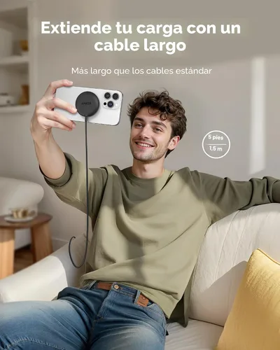 Miniatura 3 de Anker Zolo Cargador inalámbrico magnético, paquete de 2 unidades con certificación Qi2 de 15 W compatible con MagSafe, almohadilla de carga Negro