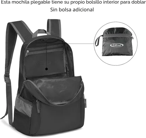 Miniatura 6 de G4Free Ultra Ligero plegable Mochila Senderismo bolsa de diario, práctico plegable camping al aire libre mochila A-Negro