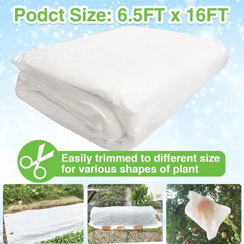 Miniatura 4 de YFFSIDMY Cubiertas para plantas, protección contra la congelación, mantas de heladas de 6.5 x 16 pies para plantas al aire libre, tela de escarcha