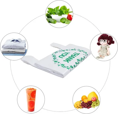 Miniatura 6 de LazyMe Thank You - Bolsas para camisetas de plástico blancas con asas, tamaño estándar de supermercado, 12 x 20 pulgadas (100 unidades)