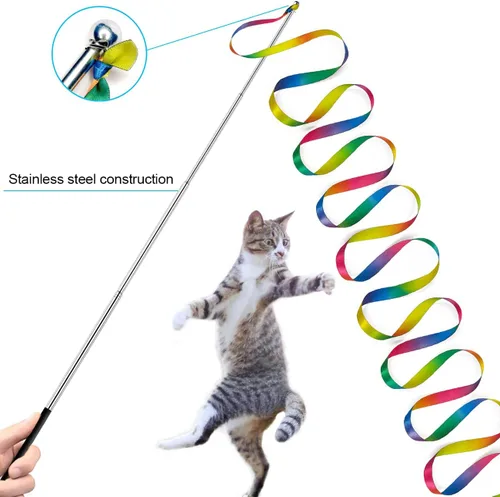 Miniatura 6 de ZPH Juguetes para gatos, paquete variado de plumas interactivas para gatos, varita y gatito, incluye juguete de ejercicio para gatos, ratón, gusanos
