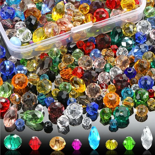750 cuentas de cristal surtidas para la fabricación de joyas, cuentas espaciadoras de cristal de diamantes facetadas coloridas Rondelle y Briolette