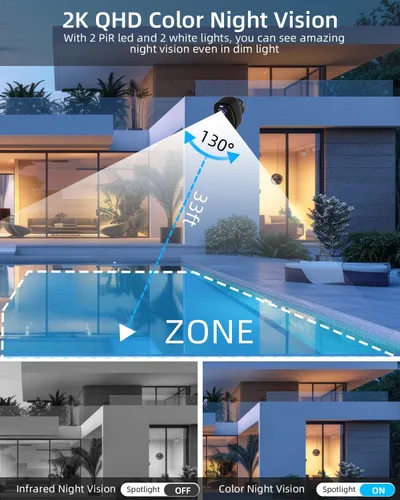 Miniatura 2 de ELECCTV Cámaras de seguridad WiFi 5G/2.4G inalámbricas para exteriores, cámara de seguridad 2K 5G con detección de movimiento AI, visión nocturna a
