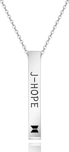 ZWYQWN KPOP ARMY Collar de regalo para mujeres y niñas RM JIM JK V JIMIN J-HOPE SUGA Collar de cumpleaños para mujeres Metal Acero inoxidable