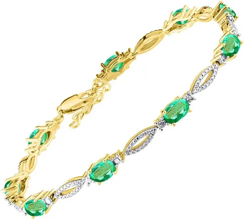 Rylos Pulsera de tenis con piedras preciosas de piedra natal de 0.236 x 0.157 pulgadas, plata chapada en oro amarillo 925, ajustable a 7-8 pulgadas