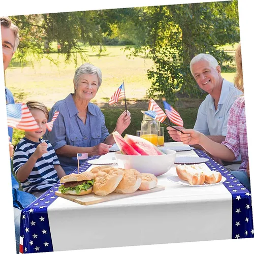 Miniatura 6 de Disposable Independence Day Tablecloth for Buffet Parties Patriotic Theme Party Table Cover and Use Kitchen Table Decoration