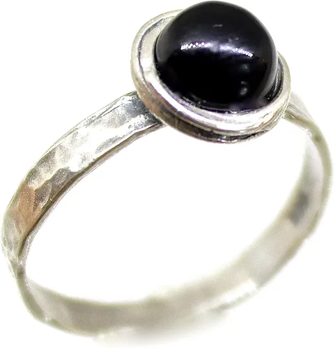 Miniatura 47 de Anillo de plata de ley con piedras preciosas para mujer, anillo apilable de piedra martillada, anillo de piedra natal