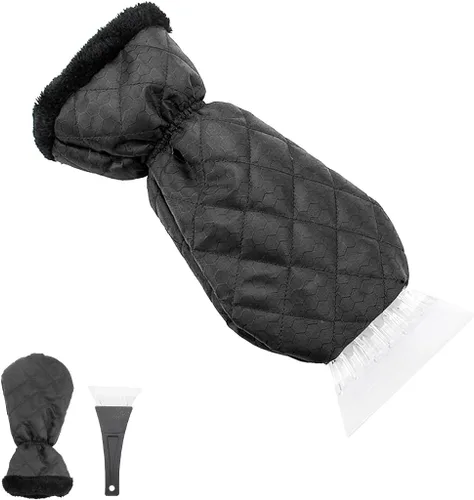 Fekey&JF - Guante raspador de hielo para coche, removedor de nieve impermeable, guantes raspadores de nieve con acolchado cálido y agarre cómodo