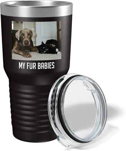 Miniatura 3 de Vaso personalizado de 30 onzas (17 colores) con foto impresa con aislamiento térmico de acero inoxidable recubierto de polvo con tapa, regalo