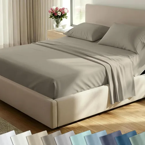 Miniatura 42 de CALIFORNIA DESIGN DEN - Juego de sábanas tamaño individual XL, satén de 400 hilos, sábanas de algodón 100% natural, con esquinas profundas, frescas