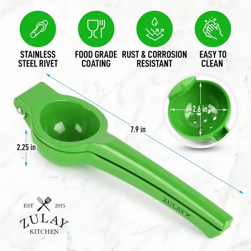 Miniatura 4 de Zulay - Exprimidor de lima de metal de alta calidad, exprimidor de cítricos, prensa manual para extraer la mayor cantidad de jugo posible, Verde