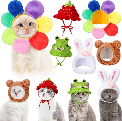 Miniatura 12 de Weewooday 5 sombreros de gato, disfraz de conejo con orejas, perros pequeños, gatito, cachorro, fiesta de Pascua, accesorio para la cabeza