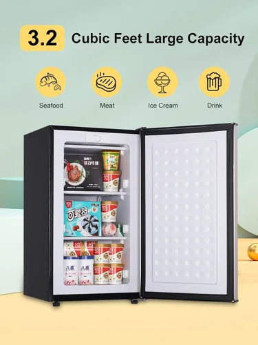 Miniatura 6 de Congelador vertical compacto de 3.0 pies cúbicos, estantes extraíbles, mini congelador, refrigerador de una sola puerta de baja energía para Plateado