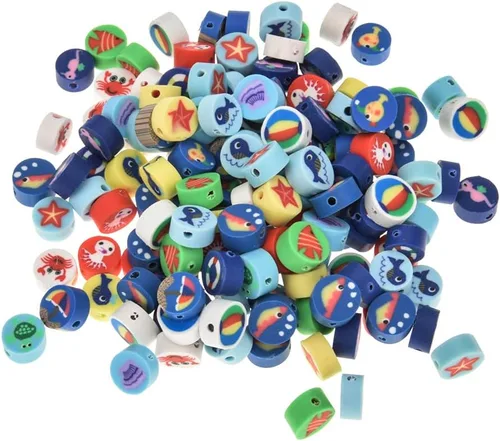Miniatura 47 de 100 piezas de cuentas espaciadoras de arcilla polimérica de animales para joyería de mujer, pulseras, collares, aretes, accesorios de bricolaje