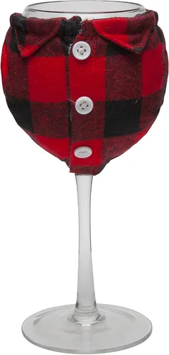 Miniatura 2 de BigMouth Inc. The Flannel Shirt - Copa de vino de 14 onzas con gráficos de árbol de hoja perenne, incluye camisa de franela extraíble con frases