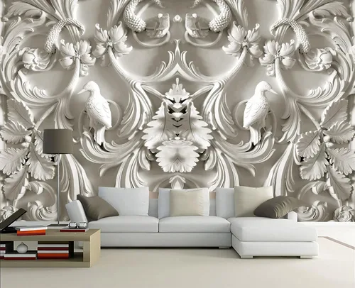 Miniatura 16 de Papel tapiz mural de pared 3D de metal rojo y negro para dormitorio, 137" x 100