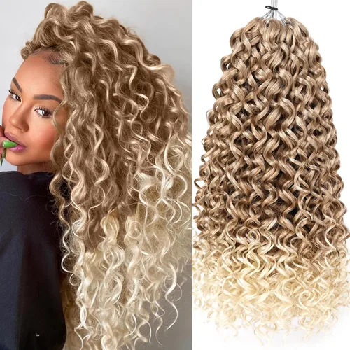 Miniatura 14 de Unionbeauty - Paquete de 8 mechones rizados con ganchillo GoGo, rizos de agua para mujer negra, rizos de playa, extensiones de cabello rizado 1b#