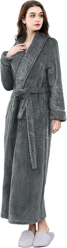 Miniatura 2 de Hellomamma Bata larga para mujer, suave y cálida, de felpa, para dormir, pijama, bata de casa