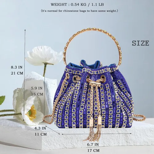 Miniatura 5 de Bolso de noche con diamantes brillantes para mujer, bolso de mano con diamantes de imitación para fiesta, baile de graduación, cóctel