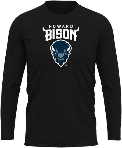 Miniatura 284 de Camisa deportiva de manga larga oficial de la NCAA Collegiate para hombre, colección negra con logotipo primario