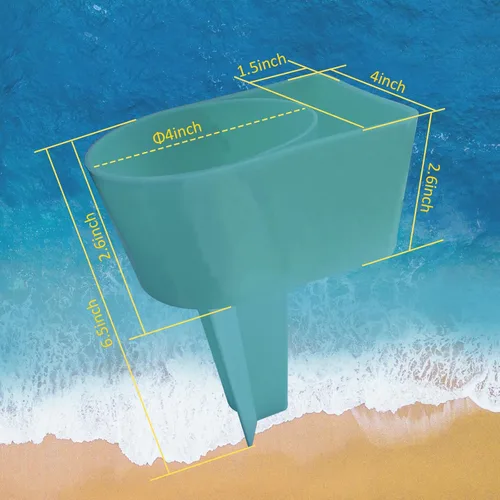 Miniatura 2 de Portavasos para la playa Home Queen con bolsillo, soporte multifuncional para arena para bebidas, teléfono, gafas de sol y llaves, accesorio