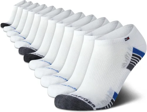 Miniatura 18 de Tommy Hilfiger Calcetines de corte bajo para hombre, paquete de 12 calcetines deportivos para correr que absorben la humedad para hombre