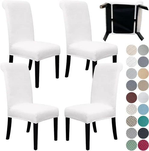 Miniatura 15 de SPRINGRICO Paquete de 2 fundas para sillas de comedor con cinturón de seguridad, fundas elásticas para sillas Parsons lavables, fundas protectoras