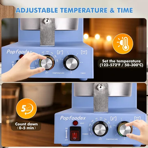 Miniatura 4 de Máquina comercial para hacer conos de gofres – Máquina comercial de cono de helado de 1200 W con sartén antiadherente de 8 pulgadas y temperatura