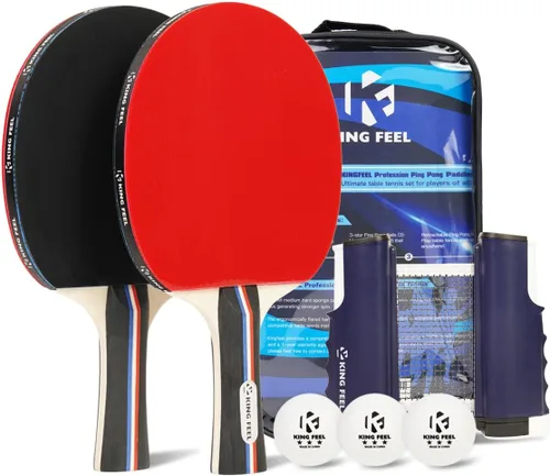 Juego de 4 raquetas de tenis de mesa de alta calidad, pelotas de ping pong de 3 estrellas (8) con estuche de ping-pong, juego profesional de paletas