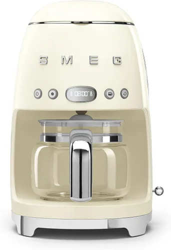 Miniatura 6 de Smeg Cafetera de goteo estética de estilo retro de los años 50 con jarra de vidrio de 10 tazas, función de arranque automático, plato para mantener