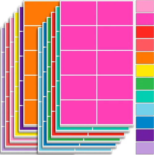 YSHIHE Etiquetas Adhesivas de Colores 7.6cm x 5.1cm Etiquetas Grandes de Codificación por Colores en 12 Colores Surtidos Etiquetas Rectangulares de
