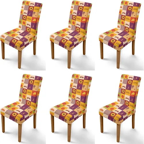 Miniatura 55 de Rnyleeg Thanksgiving Chair Covers for Living Room No Arms Turkey Pumpkin Stretch Dining Chair Covers Set of 6 Soft Washable Kitchen Chair Protector