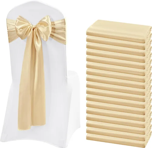 Miniatura 11 de 60 bandas de satén para silla, color burdeos, para fiestas, hoteles, bodas, recepciones, restaurantes y decoración de eventos (7 x 108 pulgadas)