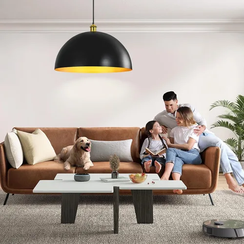 Miniatura 2 de Lámpara Colgante de Granja Negra Accesorios de Lámpara Colgante - Luces Colgantes de Isla de Cocina de 16 pulgadas Luces Colgantes Industriales