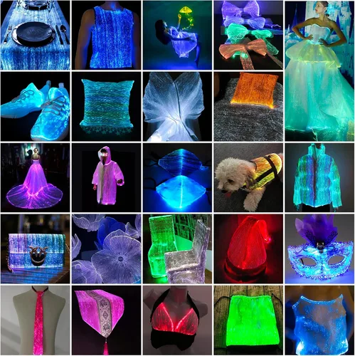 Miniatura 4 de Tela de fibra óptica, accesorios LED, luces LED de malla de fibra óptica para acolchar ropa de costura, tela con 7 colores intercambiables