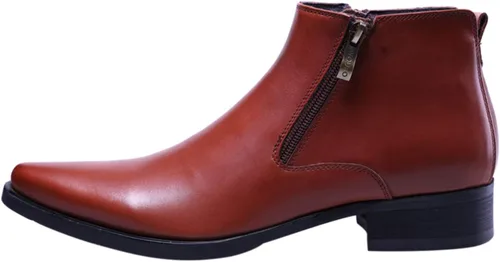 Miniatura 2 de Santimon Botas de Tobillo de Cuero Genuino para Hombre, con Cremallera, Puntera Puntiaguda, Botas Casuales de Moda