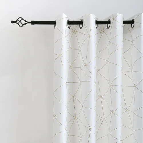 Miniatura 21 de Taisier Home Paneles de Cortinas de Ventana de Lino Dorado con Ojales Estampado de Lámina de Azulejos Geométricos Marroquíes Metálicos Cortinas