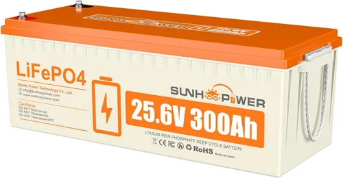 Batería LiFePO4 de 24V 300AH, 7680Wh, batería de litio recargable con BMS de 200A incorporado, ciclo profundo y baja autodescarga, perfecta para RV,