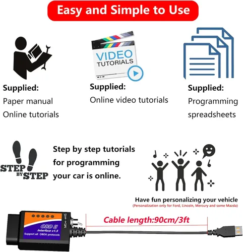 Miniatura 8 de Herramienta de diagnóstico de cable OBD2 a USB MOCATEC ELM327 OBD2 lector de códigos escáner ELM 327 interfaz USB OBD a USB adaptador conector OBD2