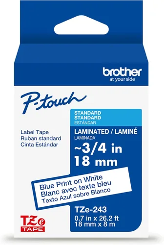 Miniatura 35 de Brother Cinta de etiquetas P-Touch TZe negra con impresión en azul (TZe541), laminada, 3/4 pulgadas x 26.2 pies (0.709 in x 26.2 ft)