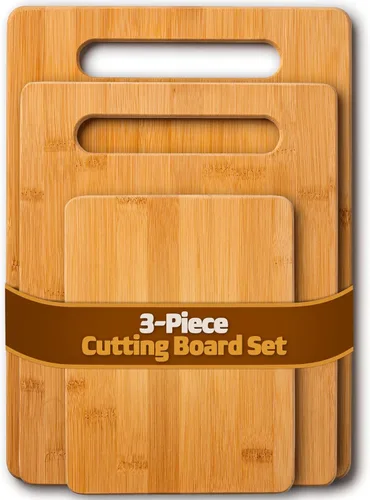 Miniatura 11 de Juego de 4 tablas de cortar de bambú, tablas de cortar de madera para cocina con ranura para jugo, bloque de carnicero grande, tabla de queso