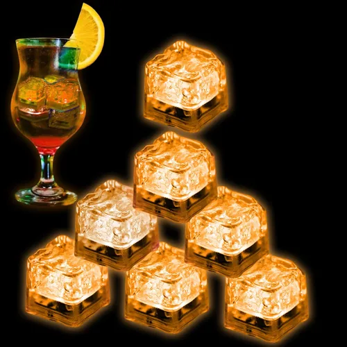Miniatura 9 de Cubos de hielo iluminados para bebidas, 48 cubos de hielo LED azules activados por líquidos, que brillan en la oscuridad, cubos de hielo
